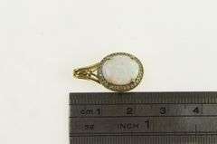 10K Yellow Gold Natural Opal Diamond Halo Vintage Charm/Pendant