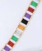 Charming Yellow Gold Multi Color Jade Bracelet