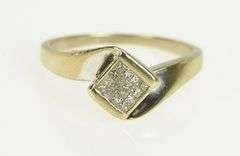14K Yellow Gold Invisible Set Princess Diamond Cluster Bypass Ring