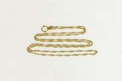 14K Yellow Gold 1.3mm Singapore Spiral Link Rolling Twist Necklace