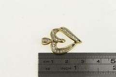 10K Yellow Gold Curvy Diamond Heart Love Symbol Vintage Pendant