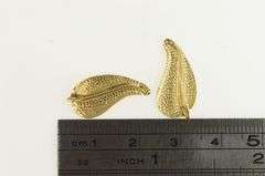 14K Yellow Gold Ornate Leaf Vintage Dangle Nature Motif Earrings