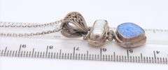 Vintage 925 Sterling Silver Pearl and Opal Pendant on Chain Necklace