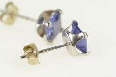 10K White Gold Princess Cut Iolite Solitaire Square Stud Earrings