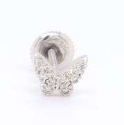 Dazzling White Gold Pave Diamond Butterfly Single Stud Earrings