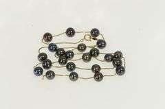 14K Yellow Gold 6.3mm Tahitian Pearl Square Link Box Chain Necklace