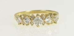 14K Yellow Gold Princess Classic CZ Vintage Statement Band Ring