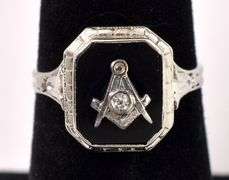 Glorious Mosaic Black Onyx Ring In 18K White Gold