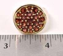 Red Garnet Circle Ring In Sterling Silver