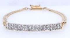 Italian approximate 0.90ctw Round Diamond ID Bracelet in 14K