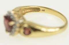 10K Yellow Gold Heart Garnet Diamond Halo Love Romantic Ring