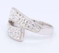 925 Sterling Silver Bypass Crystal Ring
