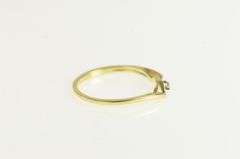 14K Yellow Gold Diamond Chevron Vintage Simple Solitaire Ring