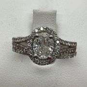 CERTIFIED 14K WHITE GOLD AND DIAMOND WEDDING SET 2.10 CARAT