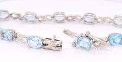 925 Sterling Silver Blue Topaz Link Bracelet