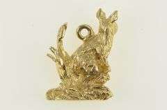 14K Yellow Gold 3D Kangaroo Australian Outback Animal Charm/Pendant