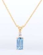 Attractive Yellow Gold Aquamarine and Diamond Pendant on Chain