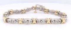 GORGEOUS DIAMOND AND SOLID GOLD X LINK TENNIS BRACELET