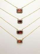GROUP LOF OF 4x 14KT SOLID GOLD, PINK TOURMALINE, & DIAMONDS NECKLACES