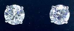 LUXURIOUS AND ELEGANT 14K WHITE GOLD LAB GROWN DIAMOND STUD EARRINGS