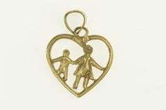 14K Yellow Gold Tri Tone Mother Child Heart Mother's Day Charm/Pendant