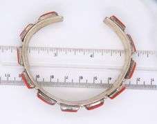 Vintage 925 Sterling Silver Coral Cuff Bangle