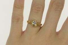 14K Yellow Gold 0.50 Ct Diamond Swirl Engagement Bridal Set Ring