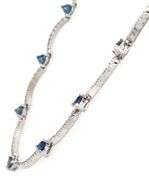4.00ctw Trillion Cut Sapphire and 0.50ctw Diamond Link Necklace in 14K