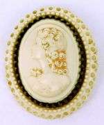 Antique Paris, France Large Celluloid Cameo Brooch