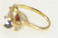 14K Yellow Gold Marquise Garnet CZ Syn. Sapphire Cluster Ring