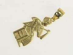 14K Yellow Gold Egyptian African Queen Throne Hieroglyphic Pendant