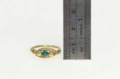 14K Yellow Gold Retro Sim. Emerald Ornate Wrap Vintage Ring