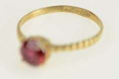 14K Yellow Gold Round Syn. Ruby Solitaire Vintage Statement Ring