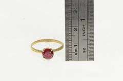 14K Yellow Gold Round Syn. Ruby Solitaire Vintage Statement Ring