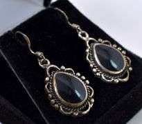Black Onyx Dangle Earrings In Sterling Silver
