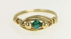 14K Yellow Gold Retro Sim. Emerald Ornate Wrap Vintage Ring