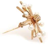 Vintage 0.24ct Diamond and Pearl Starburst Brooch in 14K