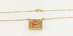 GROUP LOF OF 4x 14KT SOLID GOLD, PINK TOURMALINE, & DIAMONDS NECKLACES