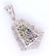 925 Sterling Silver Jasper and Amethyst Pendant
