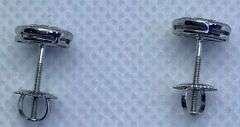 STUNNING 14K WHITE GOLD CLUSTER DIAMOND STUD EARRINGS