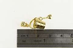 14K Yellow Gold 3D Bucket Pail Shovel Beach Toy Vintage Charm/Pendant