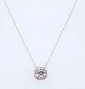 Fabulous White Gold Asscher Cut CZ Halo Necklace