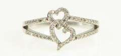 14K White Gold Diamond Encrusted Heart Love Promise Ring