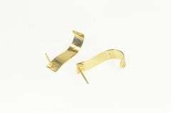 14K Yellow Gold Squared Curved Bar Striped Vintage Statement Earrings