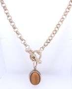 925 Sterling Silver Tiger Eyer Toggle Necklace