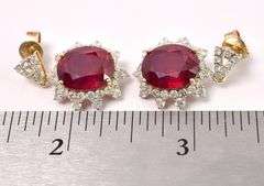 Ravishing Ruby and Diamond Dangle Earrings in 14K Yellow Gold