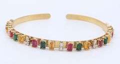 Wonderful Yellow Gold Multi Color Cubic Zirconia Collar