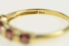 14K Yellow Gold Classic Garnet Four Stone Vintage Band Ring