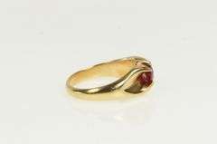 14K Yellow Gold Vintage Syn. Ruby Gypsy Set Statement Ring