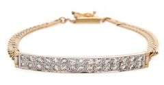 Italian approximate 0.90ctw Round Diamond ID Bracelet in 14K